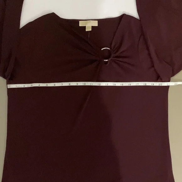 Michael Kors Burgundy Blouse XL NWT – Long Sleeve V-Neck with Silver Accent - Picture 5 of 9
